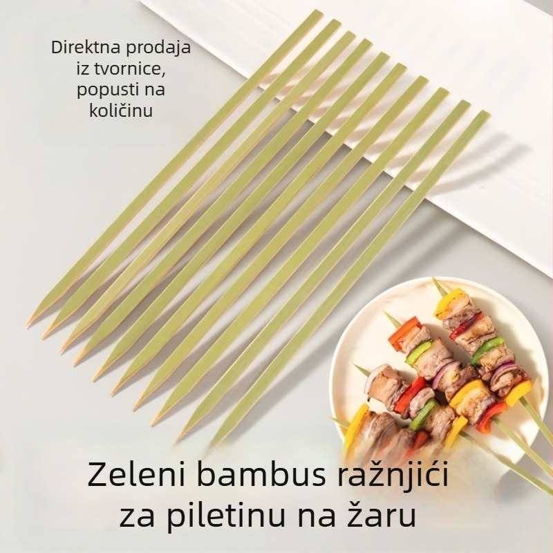Japanskog stila zeleni bambus štapići za yakitori, plosnati i kutni štapići, zeleni bambus štapići za veleprodaju