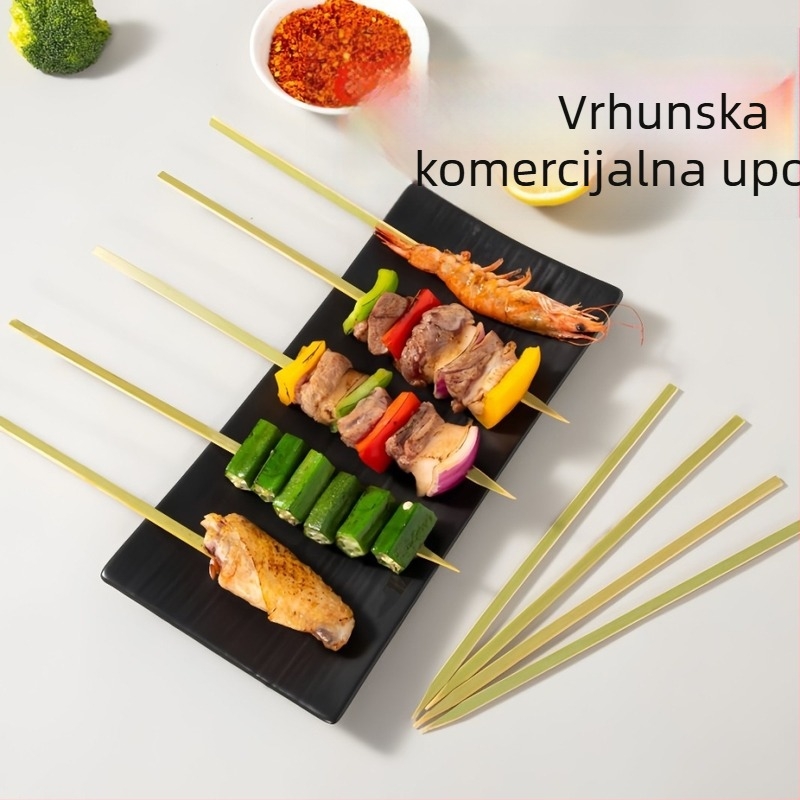 Japanskog stila zeleni bambus štapići za yakitori, plosnati i kutni štapići, zeleni bambus štapići za veleprodaju