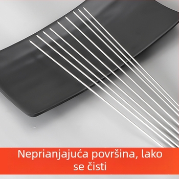 Nerđajući čelični ražnjići za roštilj, komercijalno debeli okrugli čelični ražnjići za meso i janjetinu, čelični ražnjići s kukom