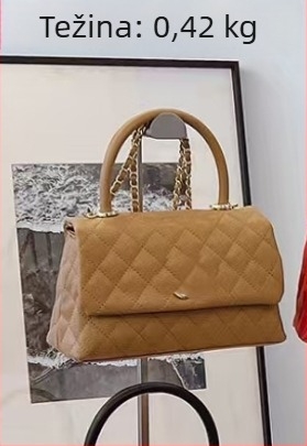 Kviltirana PU torbica za rame, elegantan luksuzan dojam, srednje veličine, ženstven stil, za svakodnevnu upotrebu, nošena na ramenu ili crossbody.