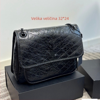 Kožna hobos torba s dijamantnim šivanjem i lančanim remenom, veliki kapacitet, jesensko-zimski model