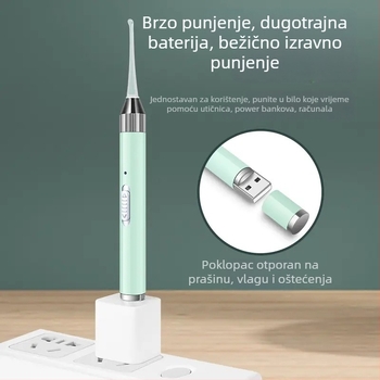 Sjajna žlica za uši sa svjetlom, mek završetak, alat za čišćenje uha za bebe i djecu