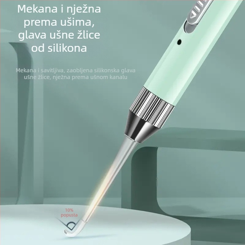 Sjajna žlica za uši sa svjetlom, mek završetak, alat za čišćenje uha za bebe i djecu