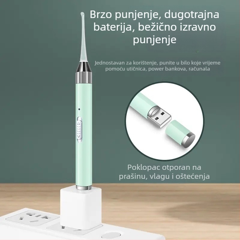 Sjajna žlica za uši sa svjetlom, mek završetak, alat za čišćenje uha za bebe i djecu