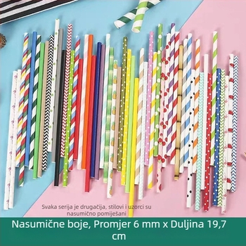 Jednokratne papirnate slamke s ravnim krajem, šarene, za čaj s mlijekom i napitke, dekorativne i biološki razgradive.