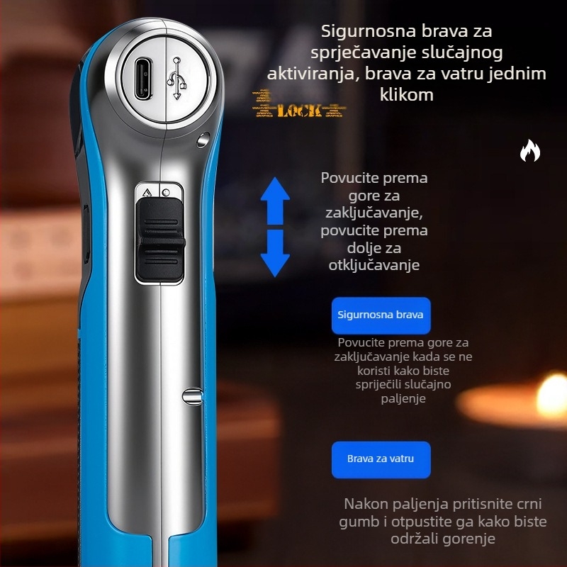 Ručni plamenik za zavarivanje visokotemperaturni, otporan na vjetar, punjivi butan, za cigare i roštilj, izdržljiv