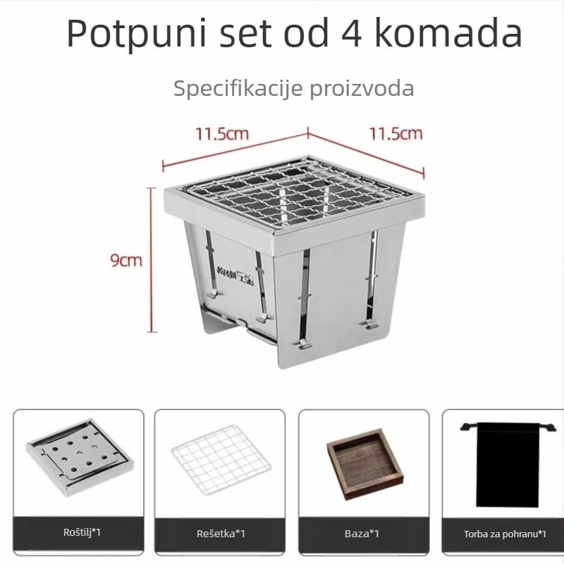 Unaprijeđeni džepni lonac za čaj, prenosni sklopivi roštilj od nehrđajućeg čelika za unutarnju i vanjsku upotrebu