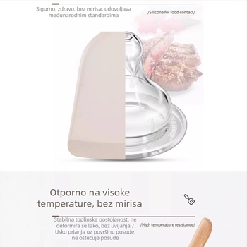 Spatula od silikona s drvenom drškom, otporna na visoke temperature, neprijanjajuća za kuhanje, 1 kom.