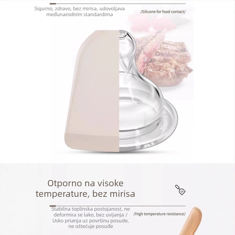 Spatula od silikona s drvenom drškom, otporna na visoke temperature, neprijanjajuća za kuhanje, 1 kom.