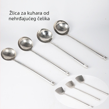 Nerđajući čelik žlica za posluživanje i kuhanje s dugim držalom, debeli dizajn, pogodna za juhu i prženje