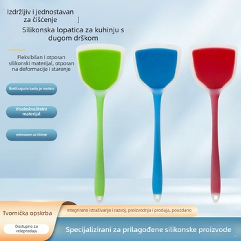 Kuhinjska silikonska spatula s dugom držalom, poluprovidna, prehrambena kvaliteta, otporna na visoke temperature, neprijanjajuća