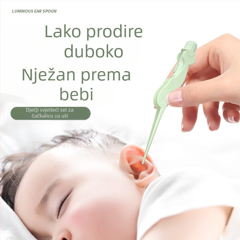 Dječji LED set za čišćenje uha – žličice za uši sa svjetlom, pinceta i povećalo