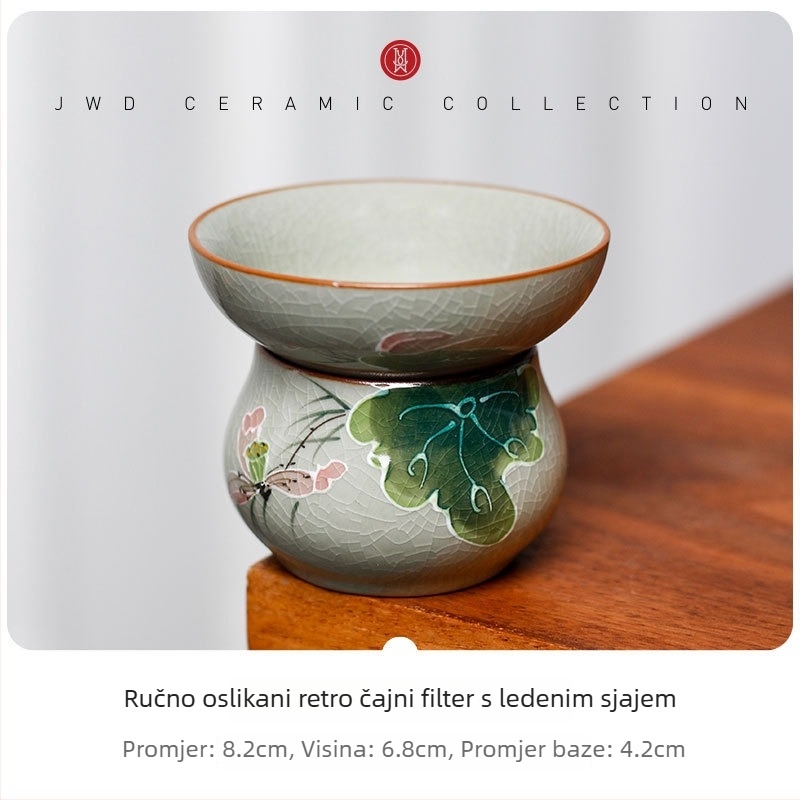 Gongfu set čaja s čašom za ravnomjernu raspodjelu (fairness cup), keramika, bijeli porcelan, ledeno kristalna glazura, motiv lotosa, retro luksuz
