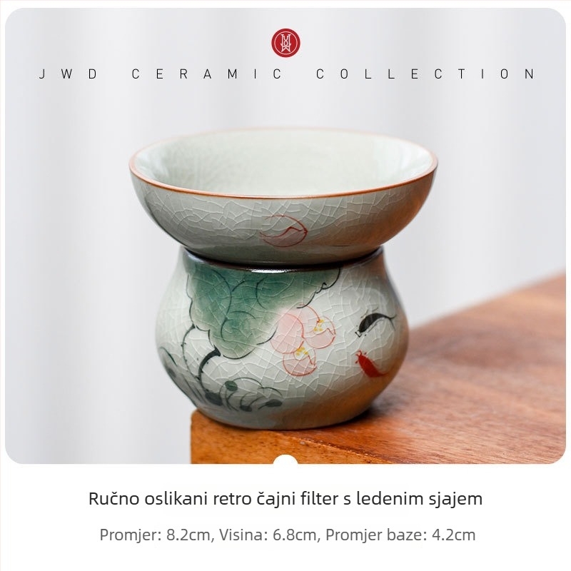 Gongfu set čaja s čašom za ravnomjernu raspodjelu (fairness cup), keramika, bijeli porcelan, ledeno kristalna glazura, motiv lotosa, retro luksuz