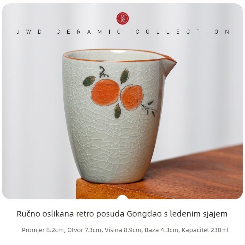Gongfu set čaja s čašom za ravnomjernu raspodjelu (fairness cup), keramika, bijeli porcelan, ledeno kristalna glazura, motiv lotosa, retro luksuz