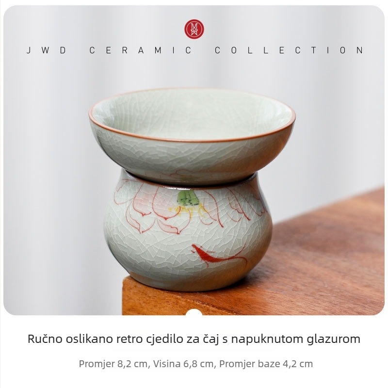 Gongfu set čaja s čašom za ravnomjernu raspodjelu (fairness cup), keramika, bijeli porcelan, ledeno kristalna glazura, motiv lotosa, retro luksuz