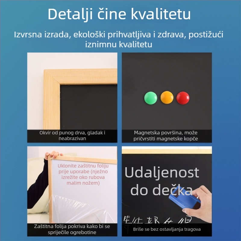 Drveni okvir, viseća magnetska ploča za pisanje, vertikalna ploča za poruke