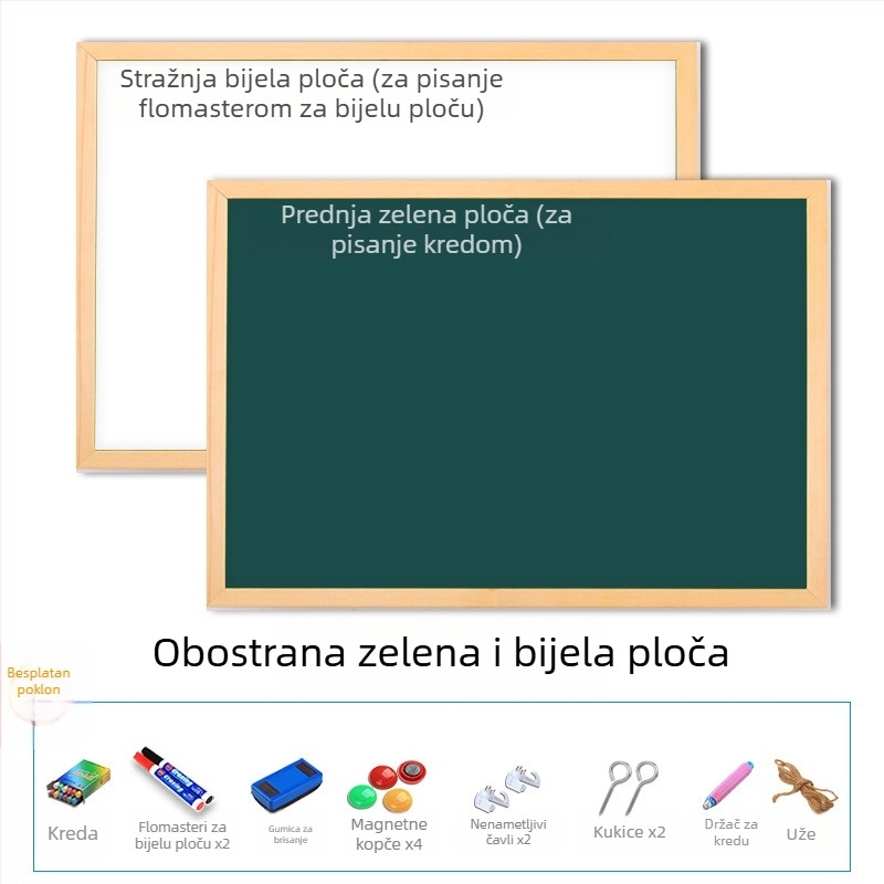 Drveni okvir, viseća magnetska ploča za pisanje, vertikalna ploča za poruke