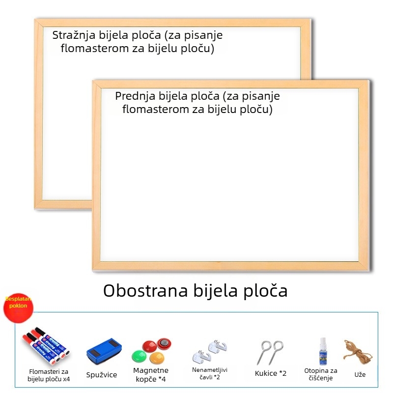 Drveni okvir, viseća magnetska ploča za pisanje, vertikalna ploča za poruke
