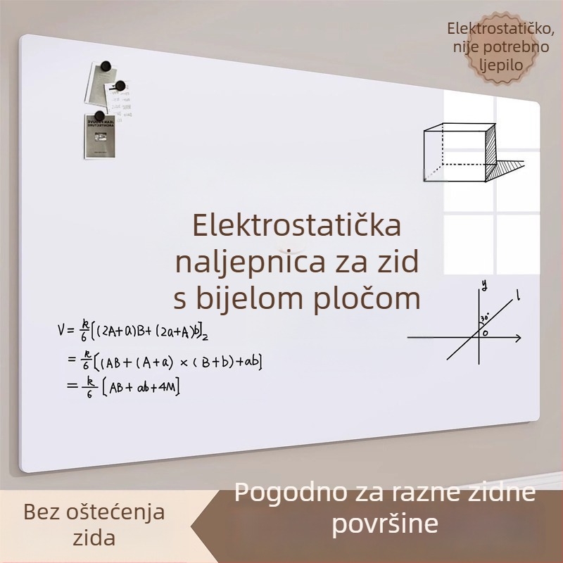 Odvojiva elektrostaticka zidna naljepnica – bijela ploča za pisanje i crtanje za djecu