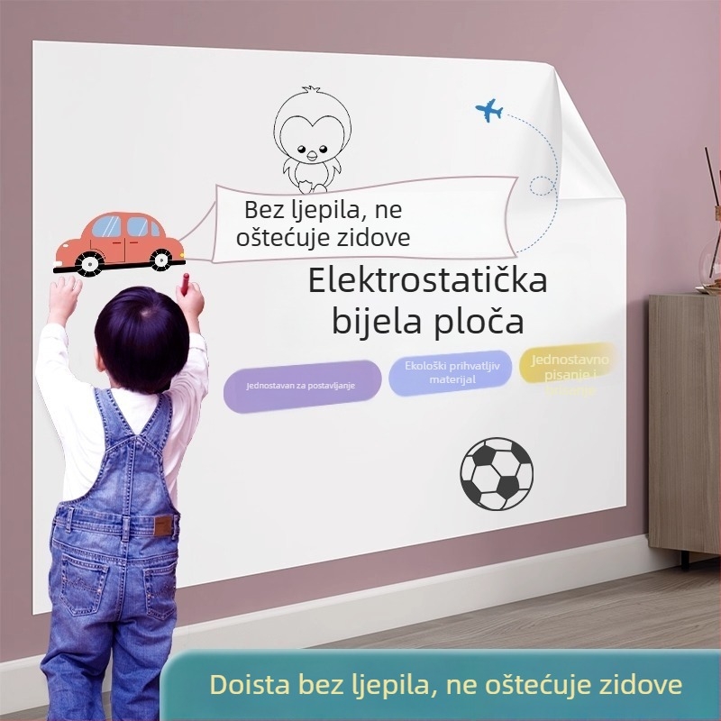 Odvojiva elektrostaticka zidna naljepnica – bijela ploča za pisanje i crtanje za djecu