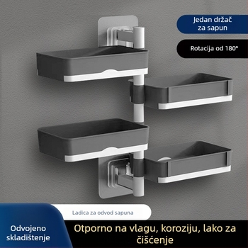 Okretni zidni dvostruki držač sapuna s odvodom za kupaonicu