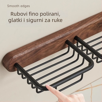 Zidni držač sapuna s odvajanjem, bez bušenja, od Space aluminija, orahov završni sloj