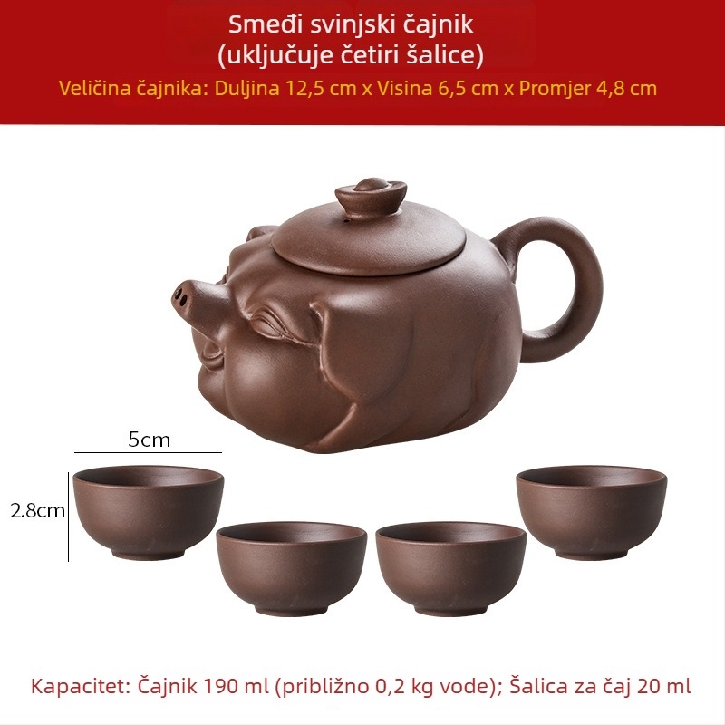 Mini set čajnika i šalice od Yixing ljubičaste glinene s pladnjem za čaj, Kung Fu čajni set