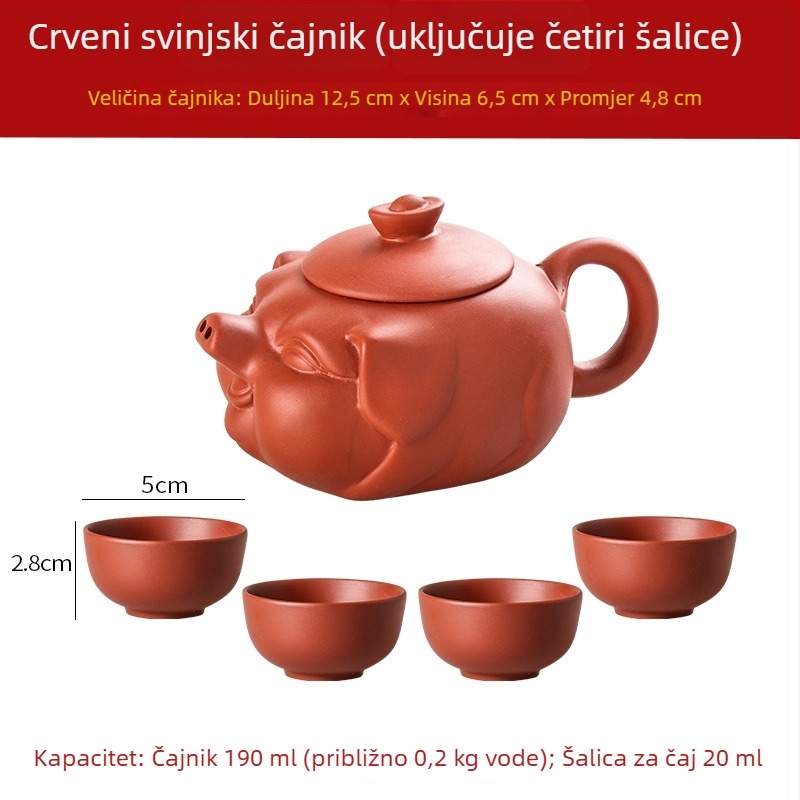 Mini set čajnika i šalice od Yixing ljubičaste glinene s pladnjem za čaj, Kung Fu čajni set