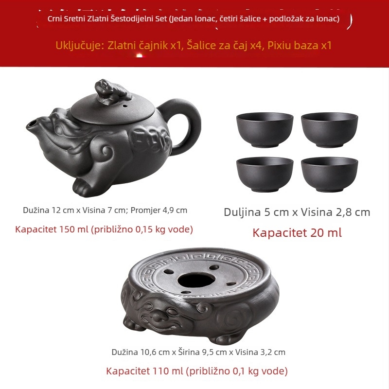 Mini set čajnika i šalice od Yixing ljubičaste glinene s pladnjem za čaj, Kung Fu čajni set
