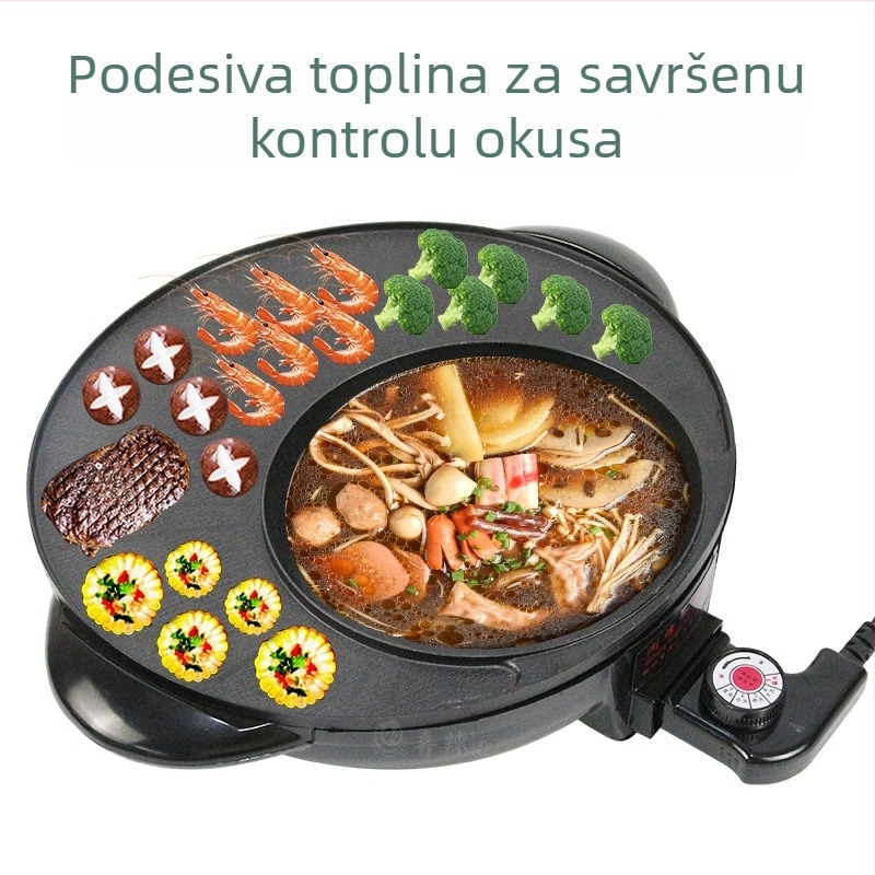 Električni lonac i roštilj u jednom – neprimijanjajuća površina, za kućnu upotrebu, višenamjenski