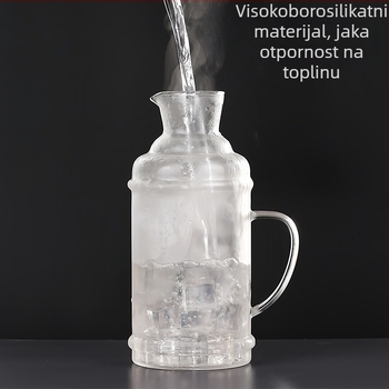 Džbana za sok od borosilikatnog stakla s poklopcem, velik kapacitet, za kućnu upotrebu – set, retro stil