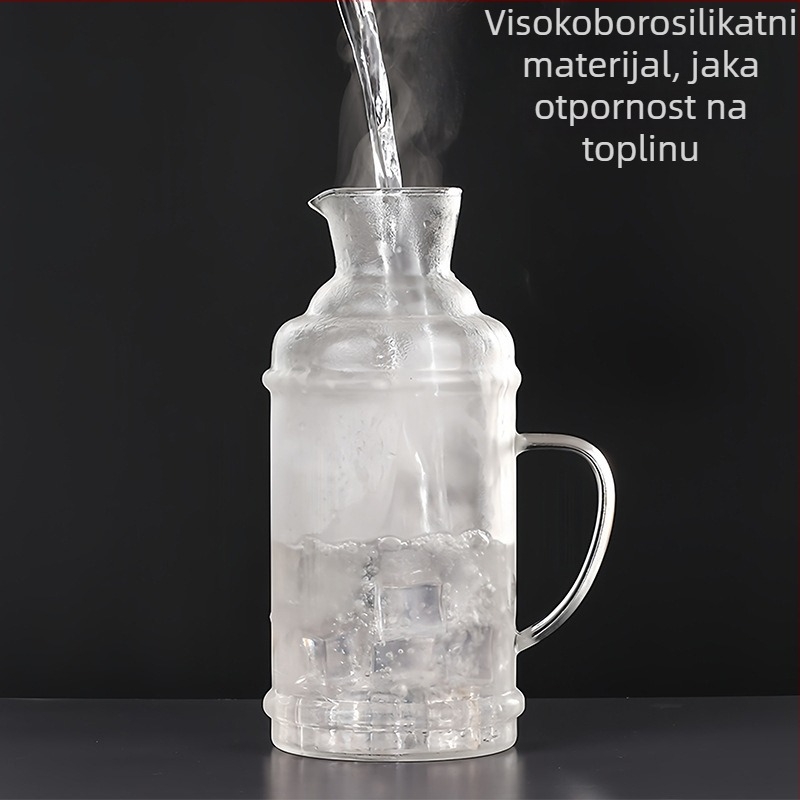 Džbana za sok od borosilikatnog stakla s poklopcem, velik kapacitet, za kućnu upotrebu – set, retro stil