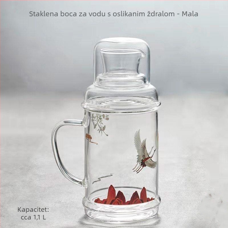 Džbana za sok od borosilikatnog stakla s poklopcem, velik kapacitet, za kućnu upotrebu – set, retro stil
