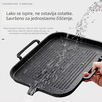 Korejski stil grill tava s Maifan kamenom, bez dima, non-stick, za indukcijsku ploču, kućnu i komercijalnu upotrebu, teppanyaki grill ploča