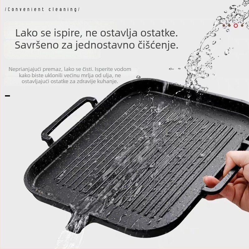 Korejski stil grill tava s Maifan kamenom, bez dima, non-stick, za indukcijsku ploču, kućnu i komercijalnu upotrebu, teppanyaki grill ploča