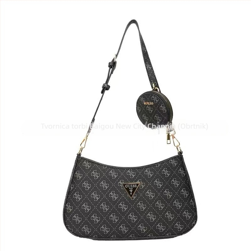 Ženska crossbody torbica u obliku polumjeseca, minimalistički dizajn, PU koža s reljefnim uzorkom, srednje veličine, unutarnja džep sa zatvaračem