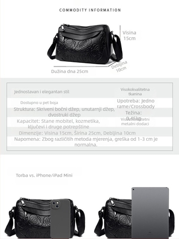 Ženska torba od reljefne mekane kože, moderna torba za rame s velikim kapacitetom, srednje veličine, crossbody dizajn