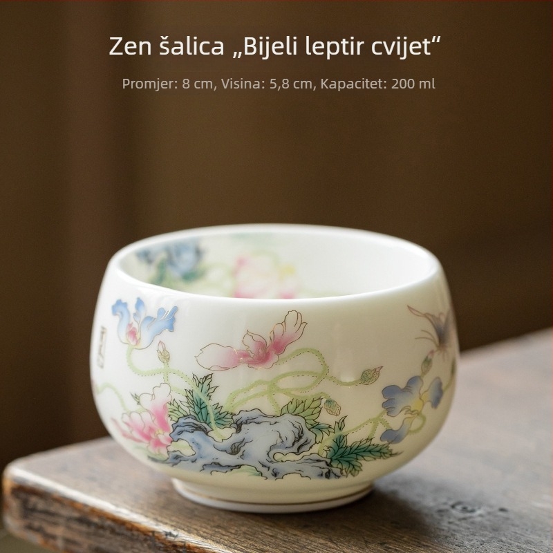 Bijela porcelana – luksuzna šalica za čaj za osobnu upotrebu, Luohan stil, keramička posuda za degustaciju čaja