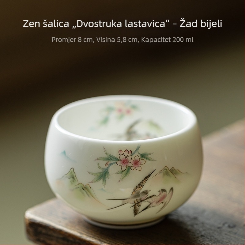 Bijela porcelana – luksuzna šalica za čaj za osobnu upotrebu, Luohan stil, keramička posuda za degustaciju čaja