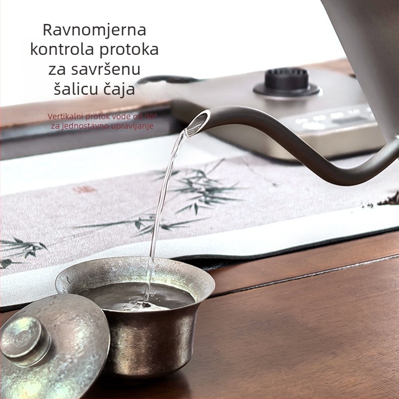 Električni čajnik s konstantnom temperaturom, prikaz temperature u stvarnom vremenu, 0,8 L, tijelo od nehrđajućeg čelika + ABS, automatsko isključivanje, baza 360°