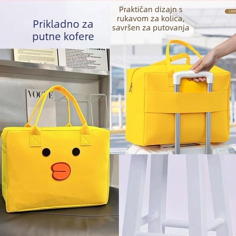 Dječja putna torba od filca sa motivom životinja, velika kapaciteta, lagana za kratka putovanja