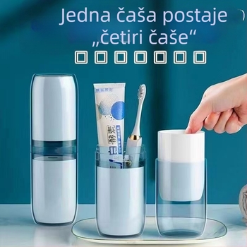 Prijenosni set čašica za četkicu za zube i ispiranje usta s pretincom za pastu