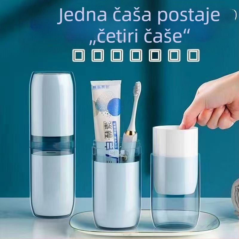 Prijenosni set čašica za četkicu za zube i ispiranje usta s pretincom za pastu
