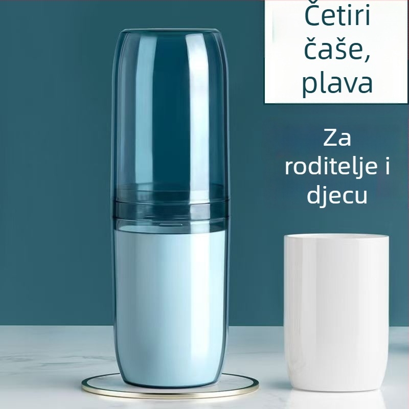Prijenosni set čašica za četkicu za zube i ispiranje usta s pretincom za pastu