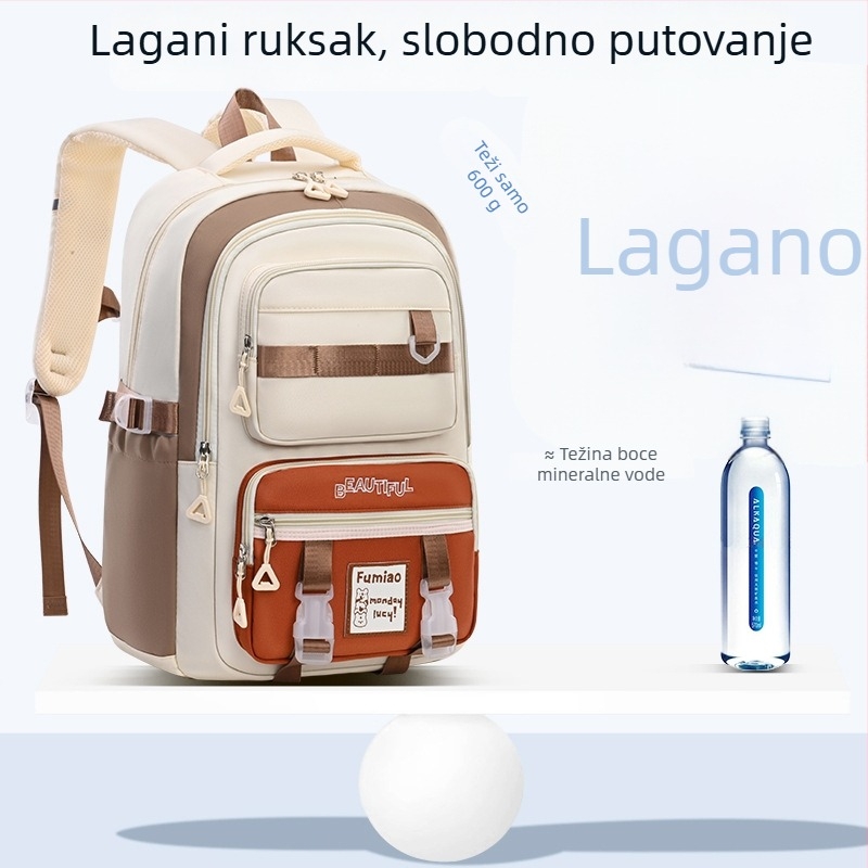 Nova školska torba za djevojčice, moderna i svestrana, s velikim kapacitetom, lagana, olakšava teret i štiti kičmu