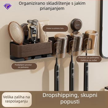 Držač za četkice za zube s usisnom čašom, zidni, bez bušenja, za kupaonicu