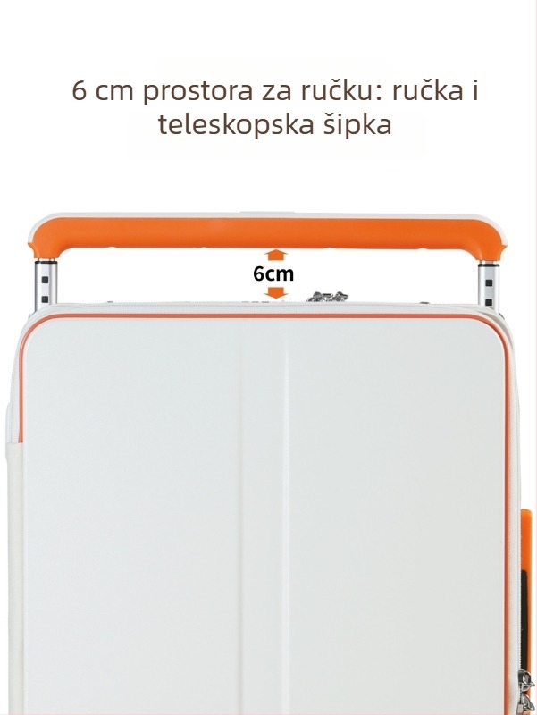 24-inčni putni kofer s prednjim otvaranjem i širokom teleskopskom ručkom, velik kapacitet, 20-inčni ručni prtljag