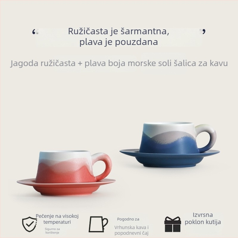 Set šalice za kavu i podmetače za par – keramički, vrhunski poklon za vjenčanje u kutiji za poklone