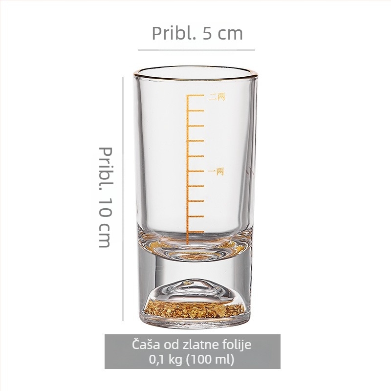 Set kristalnih čaša za alkohol 50 ml sa zlatnom folijom i mjernom skalom, 6–10 komada, za kućnu upotrebu, blag luksuz